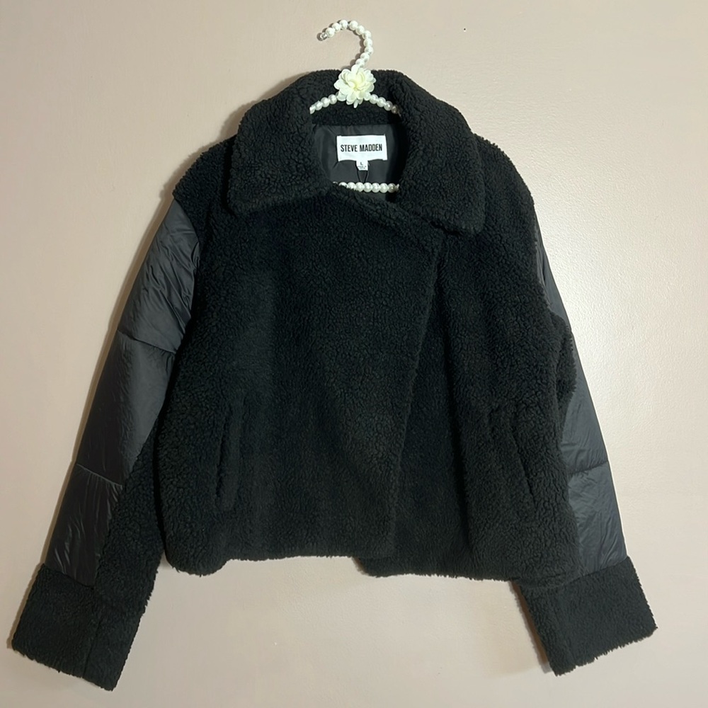 Steve Madden Mixed Media Sherpa Jacket